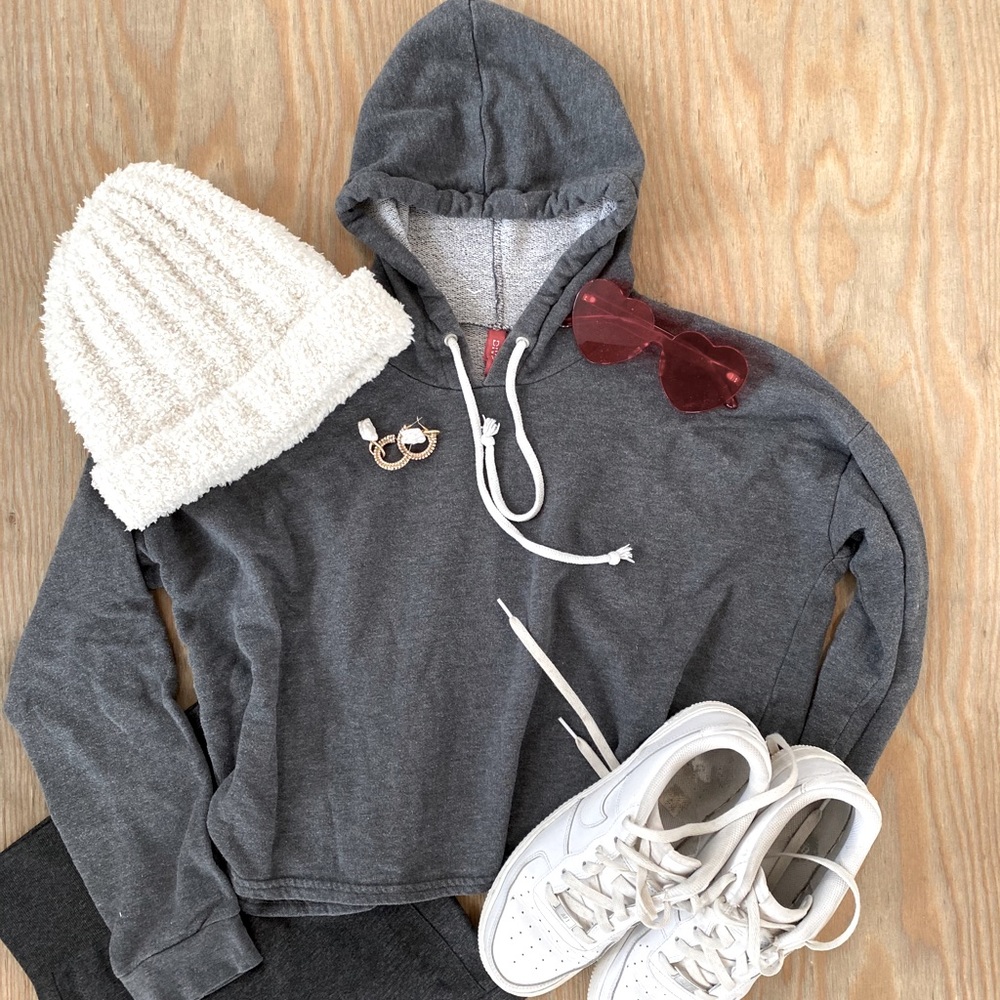 Dark grey cropped hoodie. H&M divided brand.